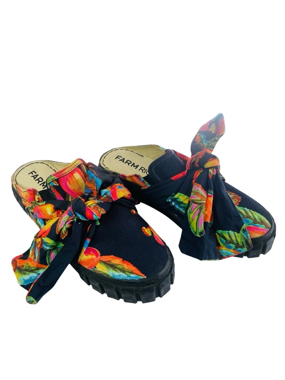 Farm Rio Floral Cashew Mule Sneaker W/ Bow Size 8